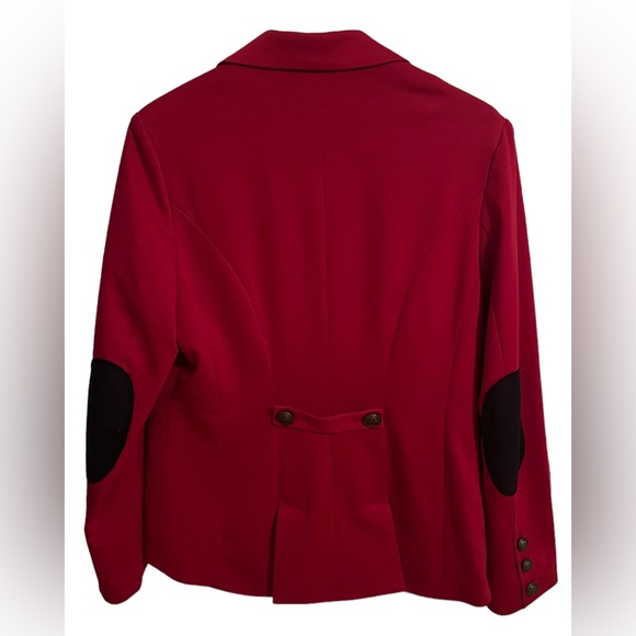 Cass Women’s Red Blazer with Black Suede Elbow Detail si3 Large Minimalist - Picture 2 of 15